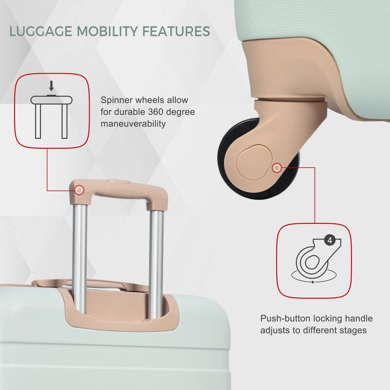 Luggage Sets ABS Hardshell 3pcs Hardside Lightweight Durable Suitcase sets Spinner Wheels Suitcase with TSA Lock 20''24''28''
