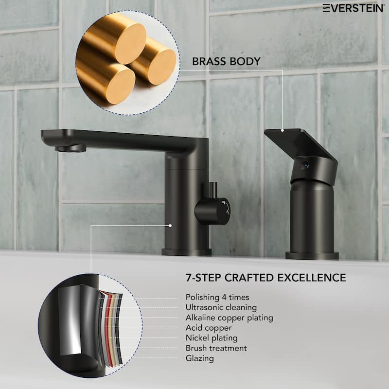 Modern Tub Filler with Hand Sprayer Deck Mount Tub Faucet with Hand Shower 3 Holes Bathtub Faucet Brass