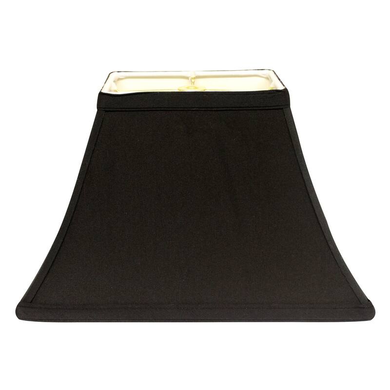 16" Black with White Lining Rectangle Bell Shantung Lampshade - 16''x16''x9''