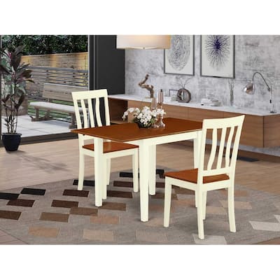 HomeStock 3-Piece Buttermilk and Cherry Finish Solid Wood Top Dining Table Set