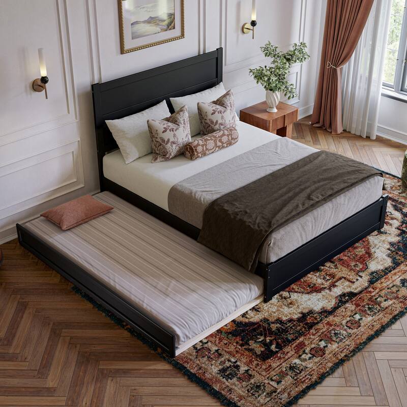 Aveline Wood Platform Bed with Matching Footboard & Trundle