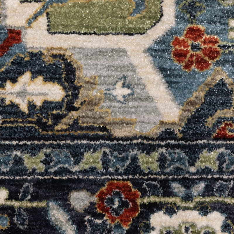 Esme Traditional Medallion Navy/ Blue Area Rug
