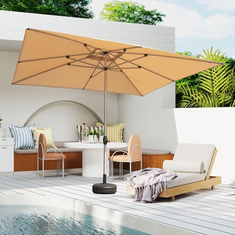 Rectangle Patio Umbrella with Crank Lift, Beige (Base Not Included)