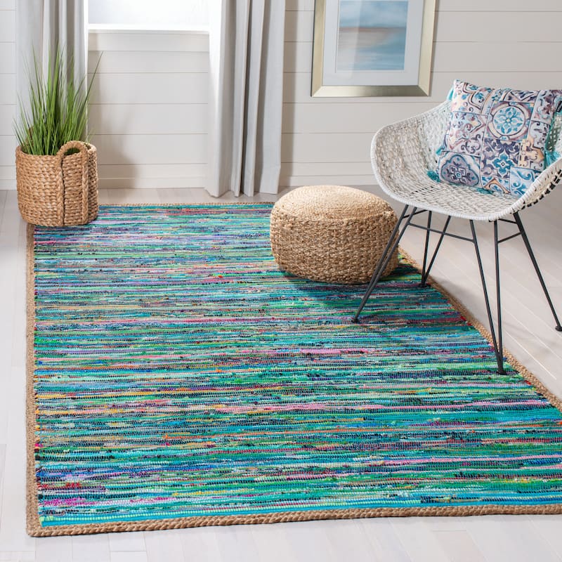 SAFAVIEH Handmade Montauk Ophely Casual Cotton Rug - 3' x 5' - Green/Natural