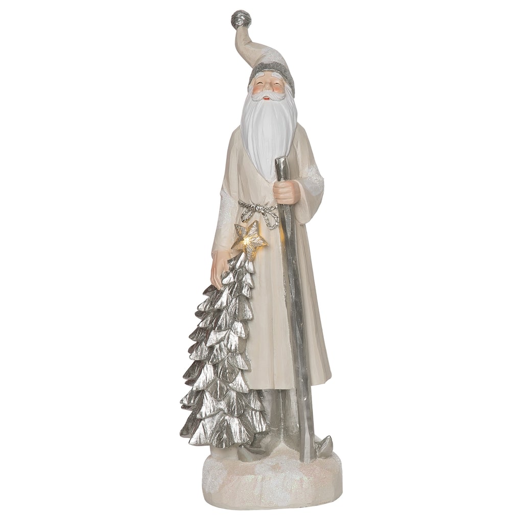 Transpac Resin 13.5 in. Multicolored Christmas Elegant Light Up Santa Decor