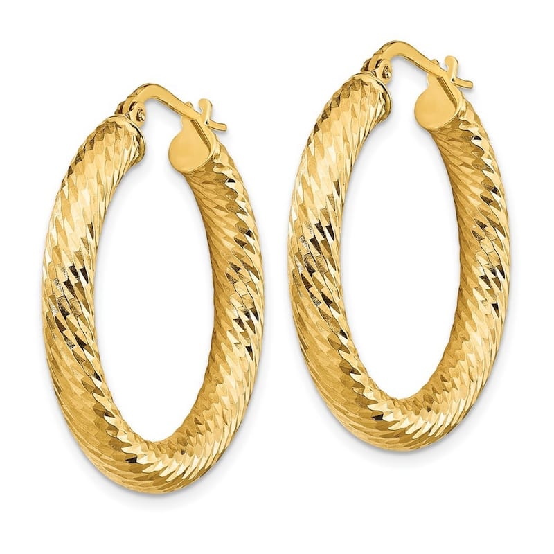 Curata 14k Yellow Gold Sparkle Cut Round Hoop Earrings - 29.25x28.25mm