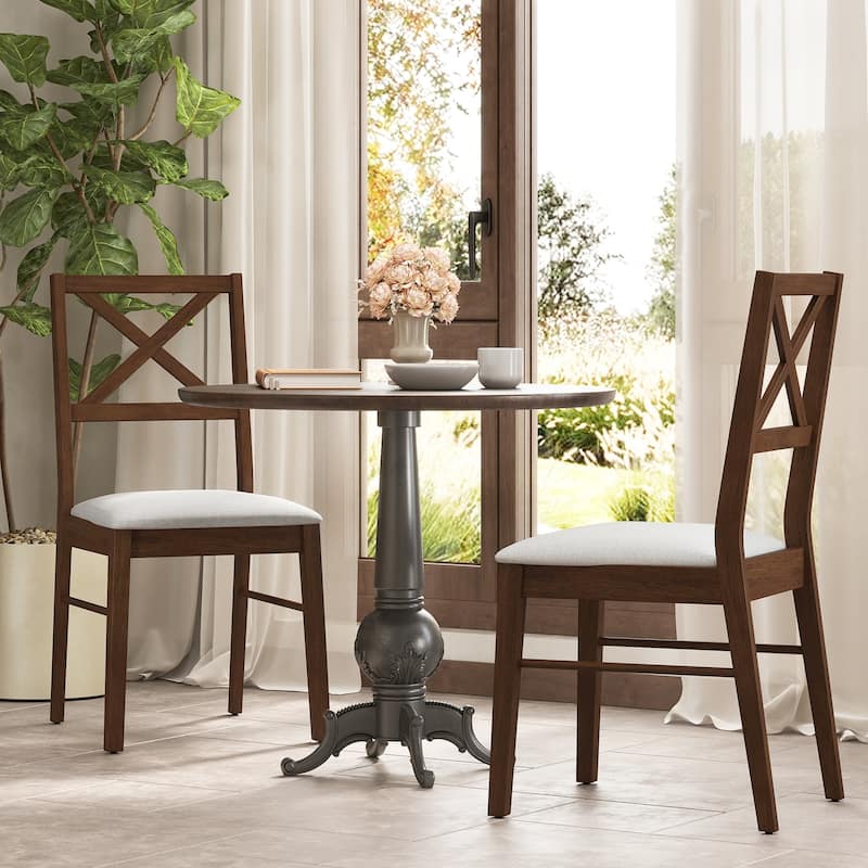 Gymax Dining Chairs Set of 2 Upholstered Kitchen Side Chairs w/ Rubber