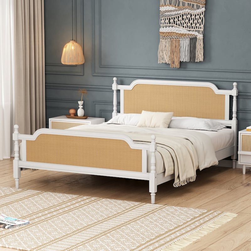 Traditional Style Rattan Bed Frame
