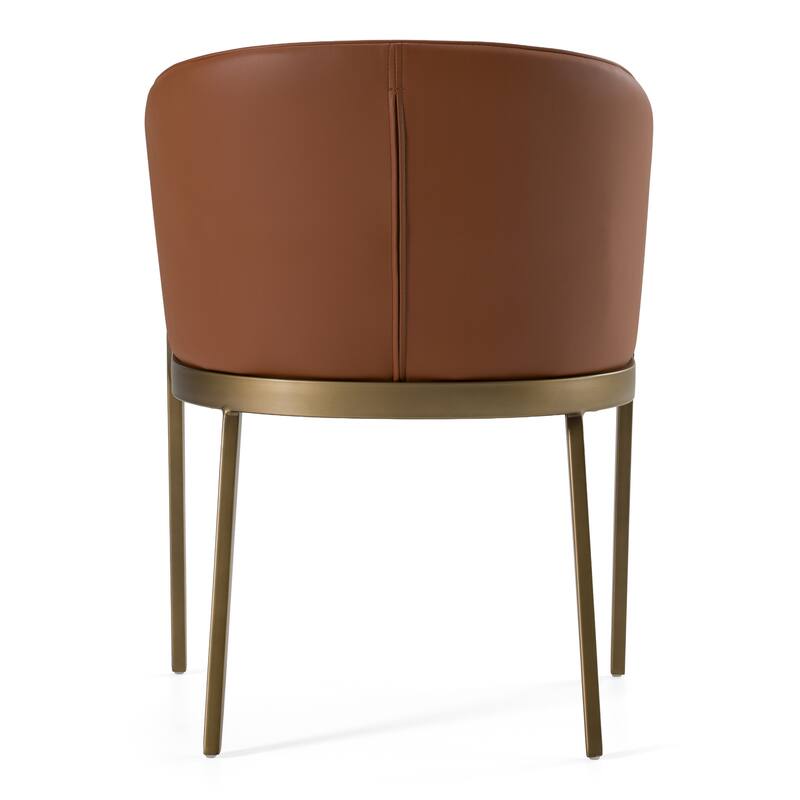 Modrest Aragon Modern Brown Vegan Leather & Brass Dining Chair