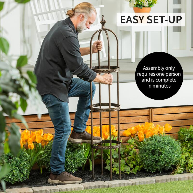 5' Powder-Coated Steel Garden Obelisk