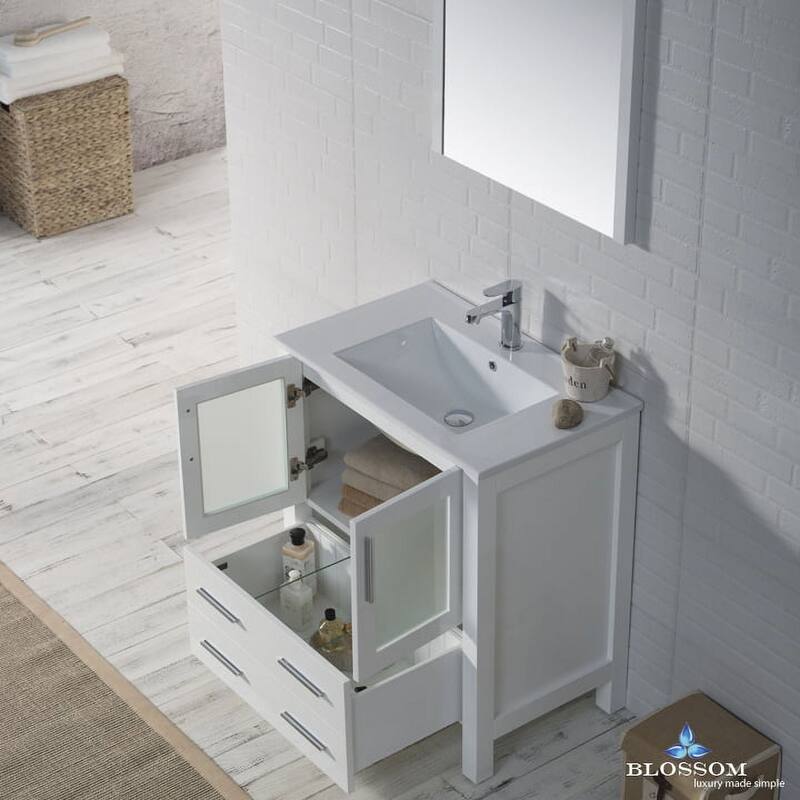 Blossom 30" Bathroom Vanity with Ceramic Sink and Matching Mirror