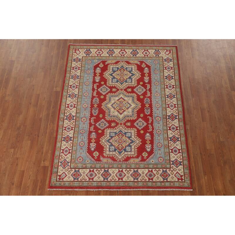 Oriental Kazak Area Rug Handmade Wool Carpet - 5'0" x 6'9"