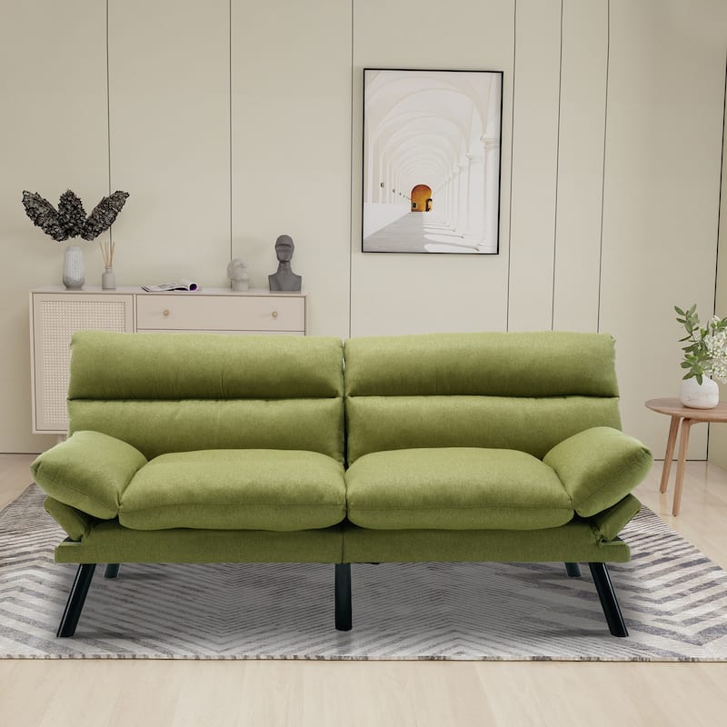70.08" 2-Seater Sofa Bed, Linen, Microsuede, Teddy - Green