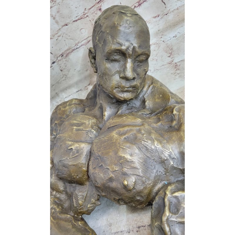 Bodybuilder Muscle Man Muscular Male Torso Abstract Bronze Statue Sculpture Trophy
