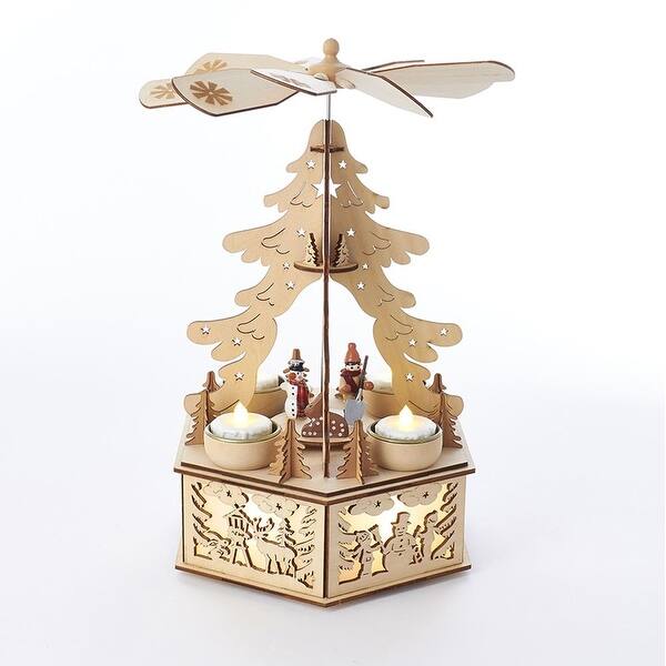 Shop Brown And Off White Windmill Patterned Led Decorative Candle