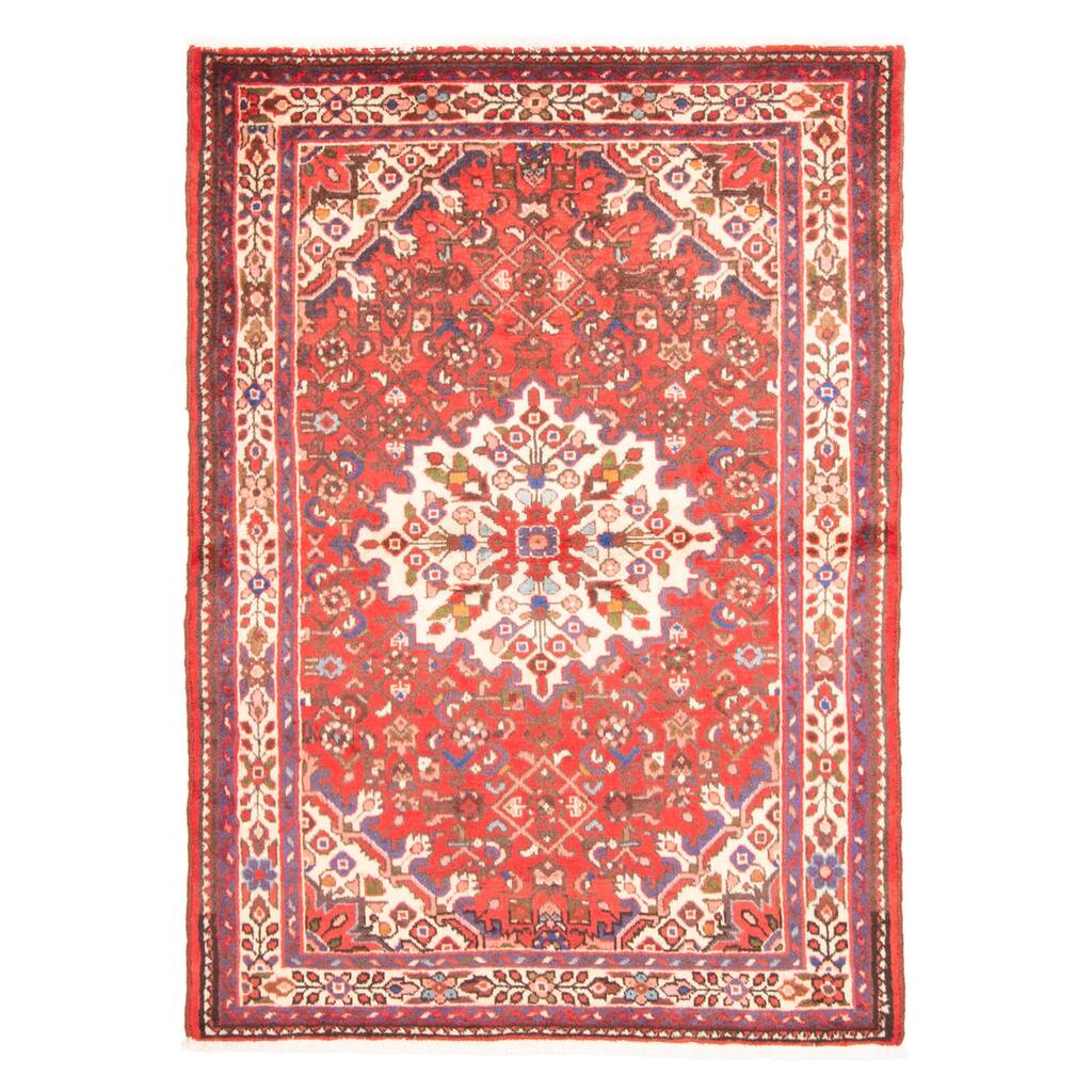 ECARPETGALLERY Hand-knotted Andelz Red Wool Rug - 3'6 x 4'11
