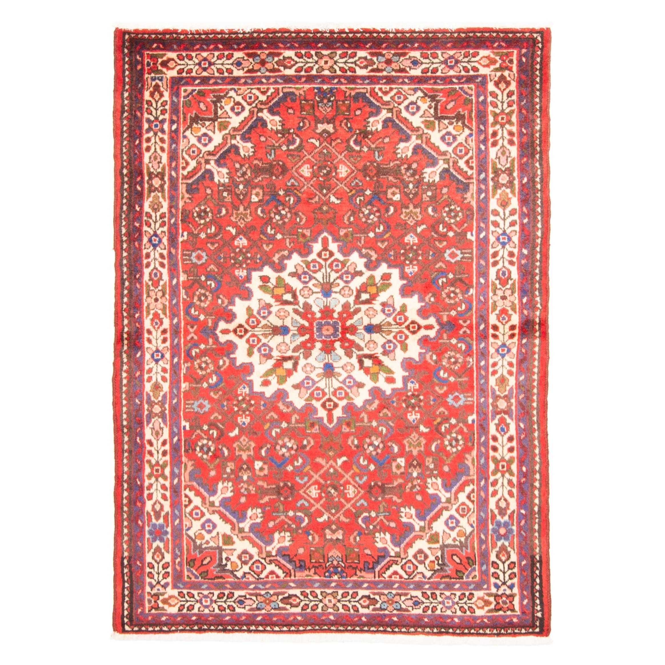 ECARPETGALLERY Hand-knotted Andelz Red Wool Rug - 3'6 x 4'11