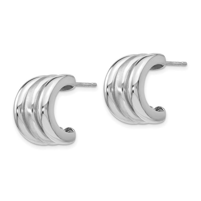 Curata 925 Sterling Silver 11x10mm Brushed Triple Hoop Post Hoop Earrings