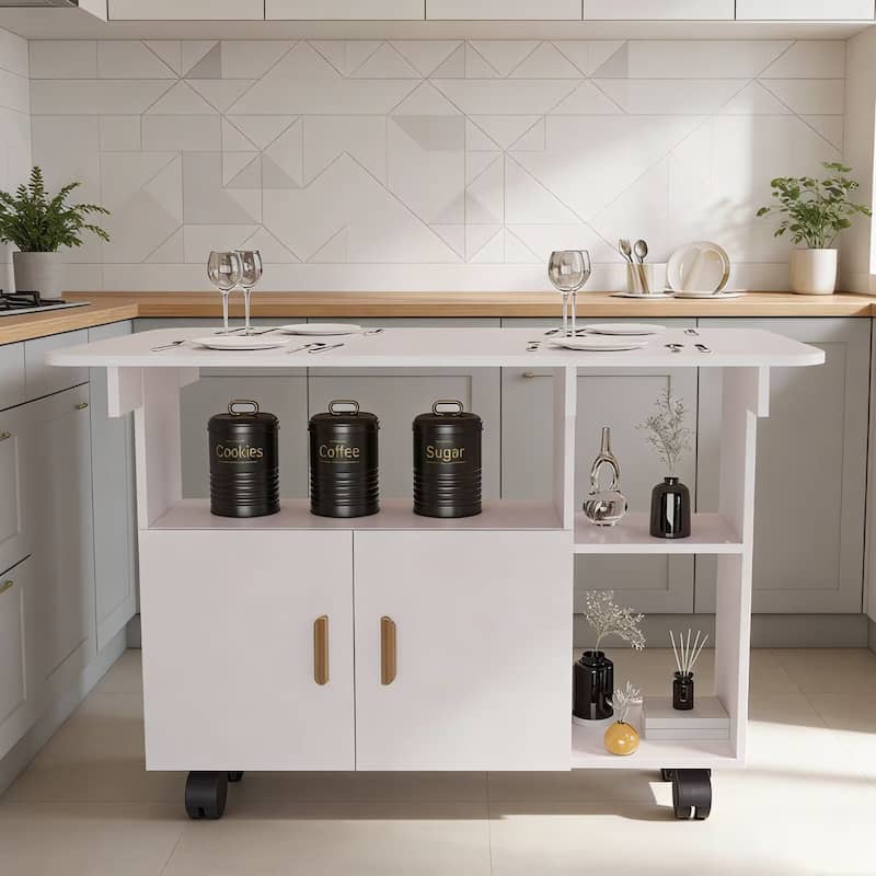 Rectangle Folding Dining Table with Wheels Kitchen Table with Drawer