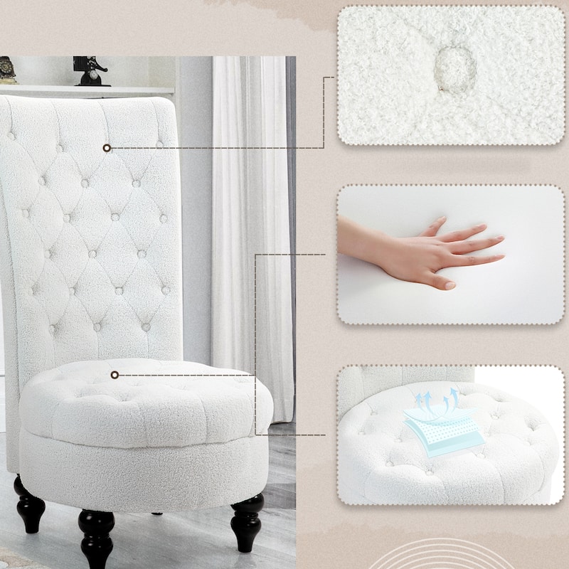 AVAWING Throne Royal Chair Thick Padding and Rubberwood Legs