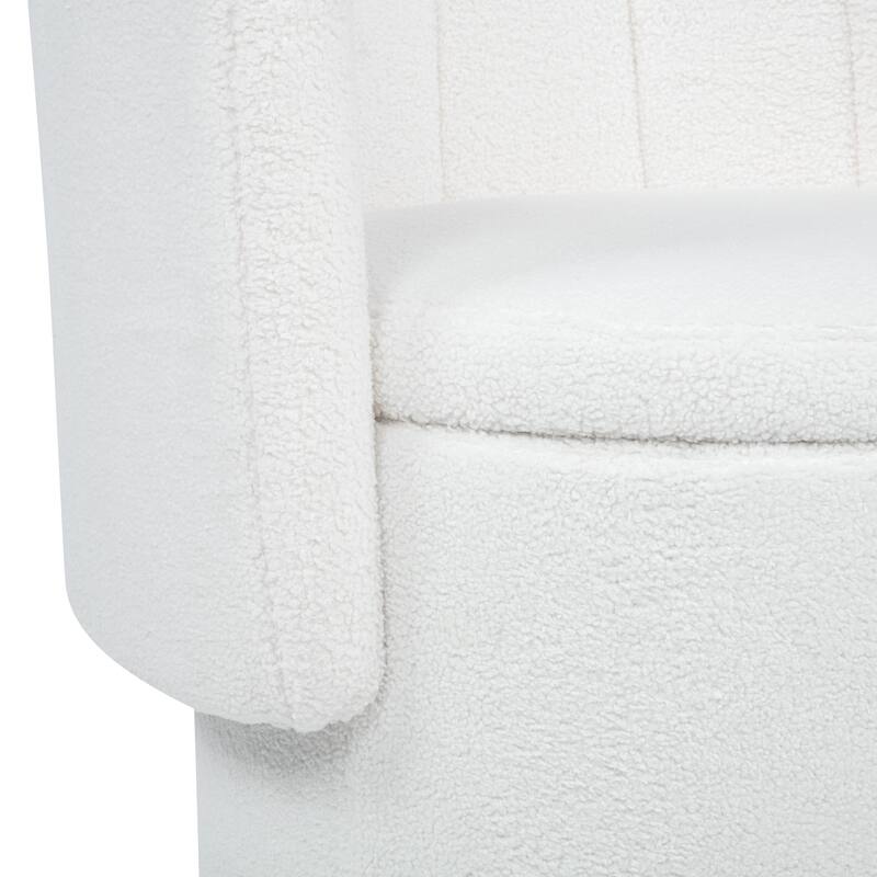 Boucle Swivel Chair with Storage Base