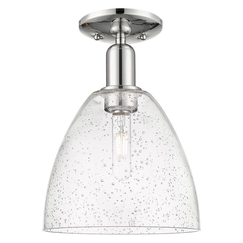 Innovations Lighting Endless Possibilities Arcadia - Bristol - 1 Light 9" Semi-Flush Mount - Polished Nickel/Seedy