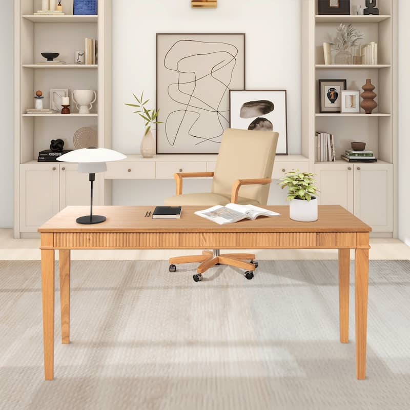 Dumont 63" Fluted Rubberwood Home Office Desk