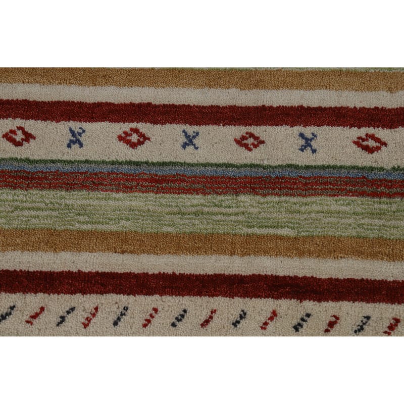 Hand Knotted Oriental 100% Wool Carpet Tribal Animal Pictorial Multi-Colored Gabbeh Area Rug - 7' 7'' X 5' 5''