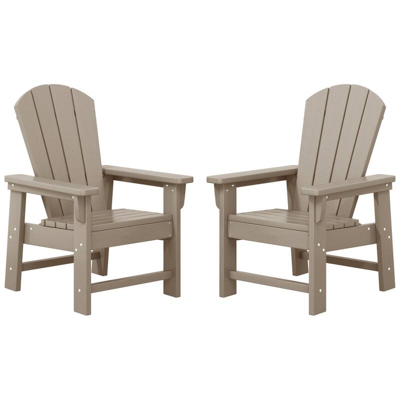 Laguna Kids Outdoor Poly Adirondack Chair (Set of 2) - Weathered Wood