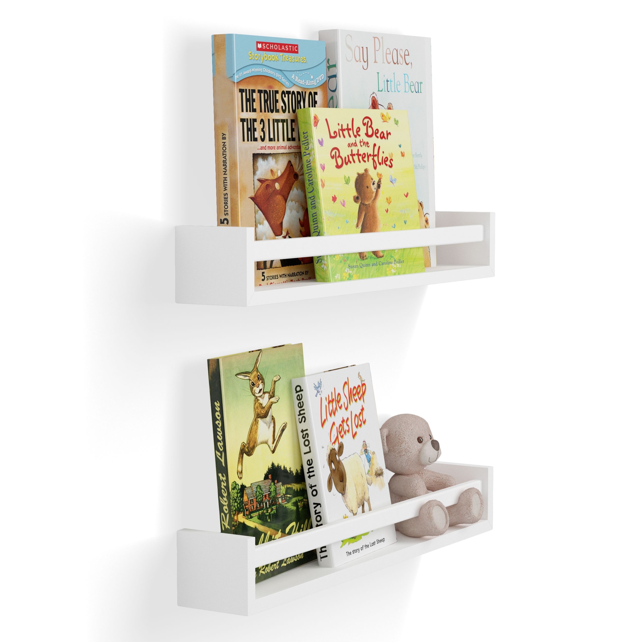 Wallniture utah set of 2 nursery room wood floating wall shelves white new arrivals