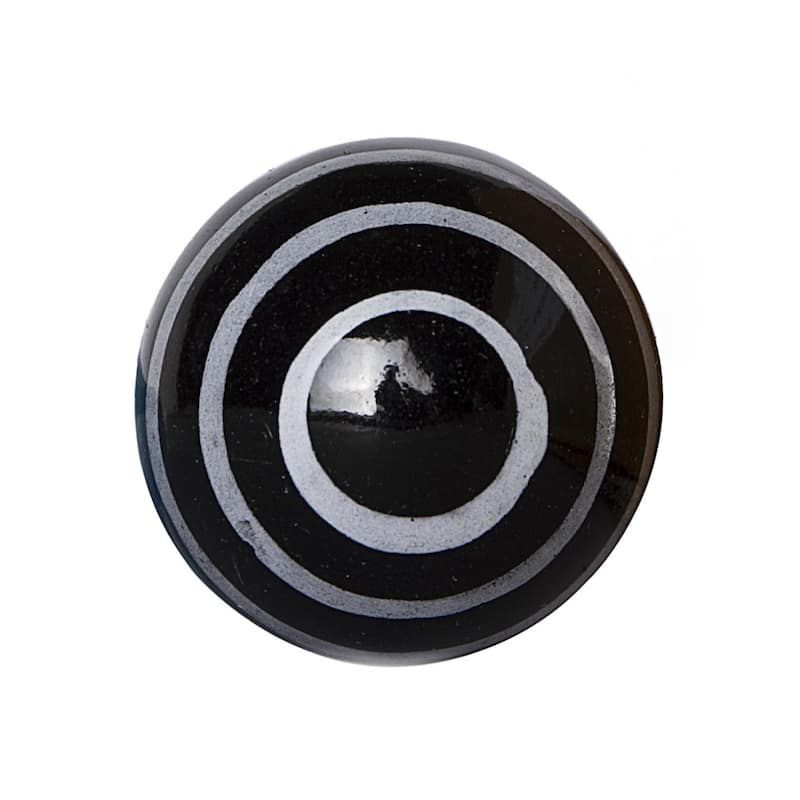 HomeRoots Set of Eight Black And Gray Ceramic And Metal Drawer Pull Knobs - 1.5' X '1.5' X '1.5