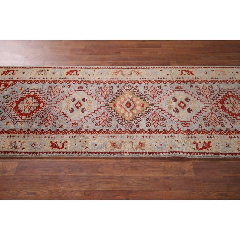 Geometric Heriz Serapi Oriental Runner Rug Handmade Wool Carpet - 2'7"x 7'11"