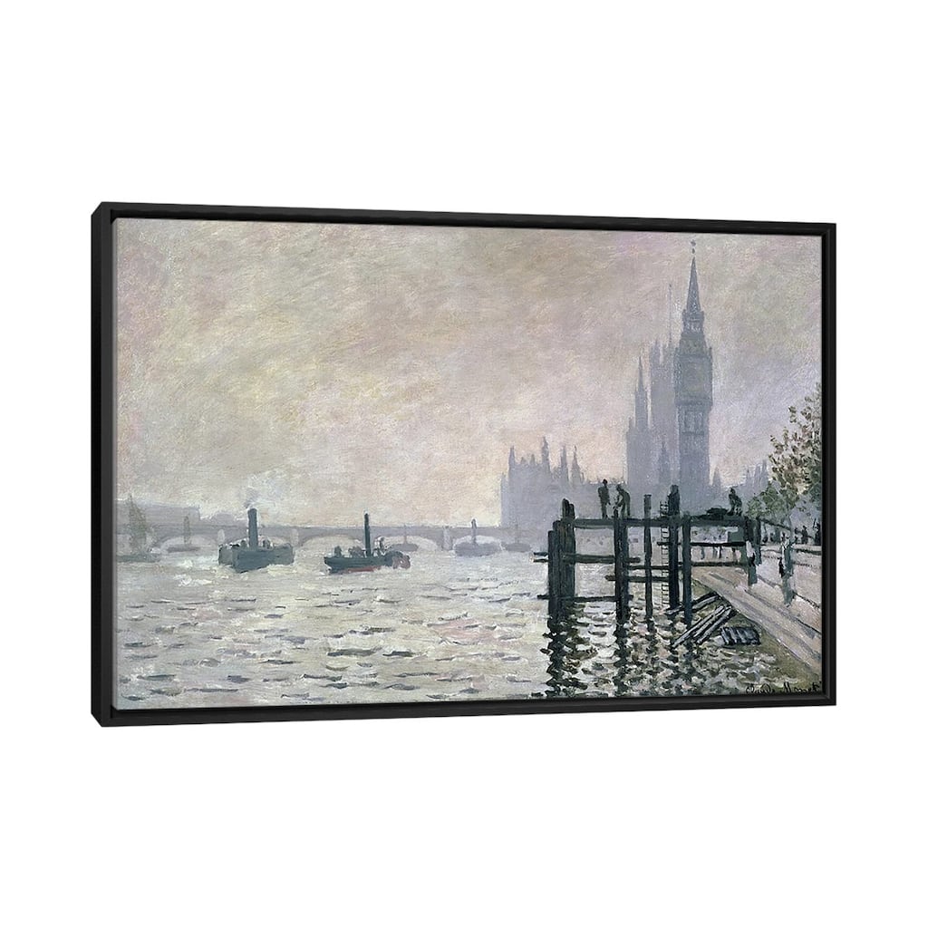 iCanvas "The Thames below Westminster, 1871 " by Claude Monet Framed Canvas Print