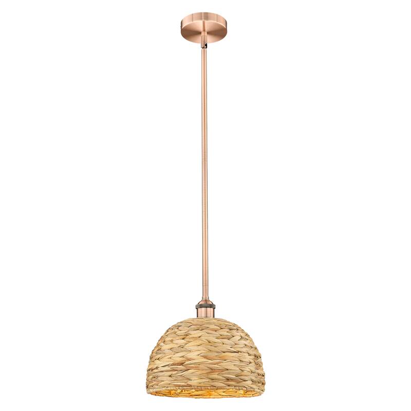 Innovations Lighting Endless Possibilities Edison - Woven Rattan - 1 Light 12" Stem Hung Mini Pendant - Antique Copper