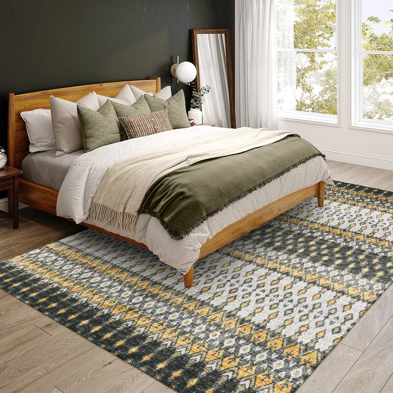 Machine Washable Indoor/ Outdoor Addison Bravado Geometric Ikat Rug