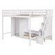 preview thumbnail 8 of 12, White Full Size Solid Wood Loft Bed with Wardrobe and Storage Table