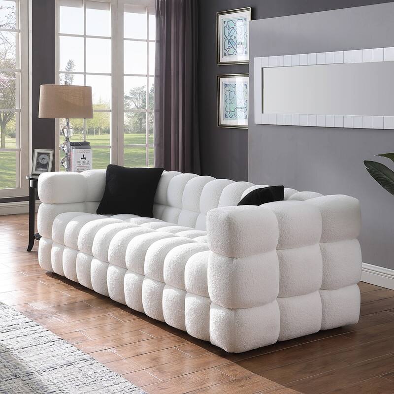 35.83" Deepth Marshmallow Boucle Sofa for Living Room