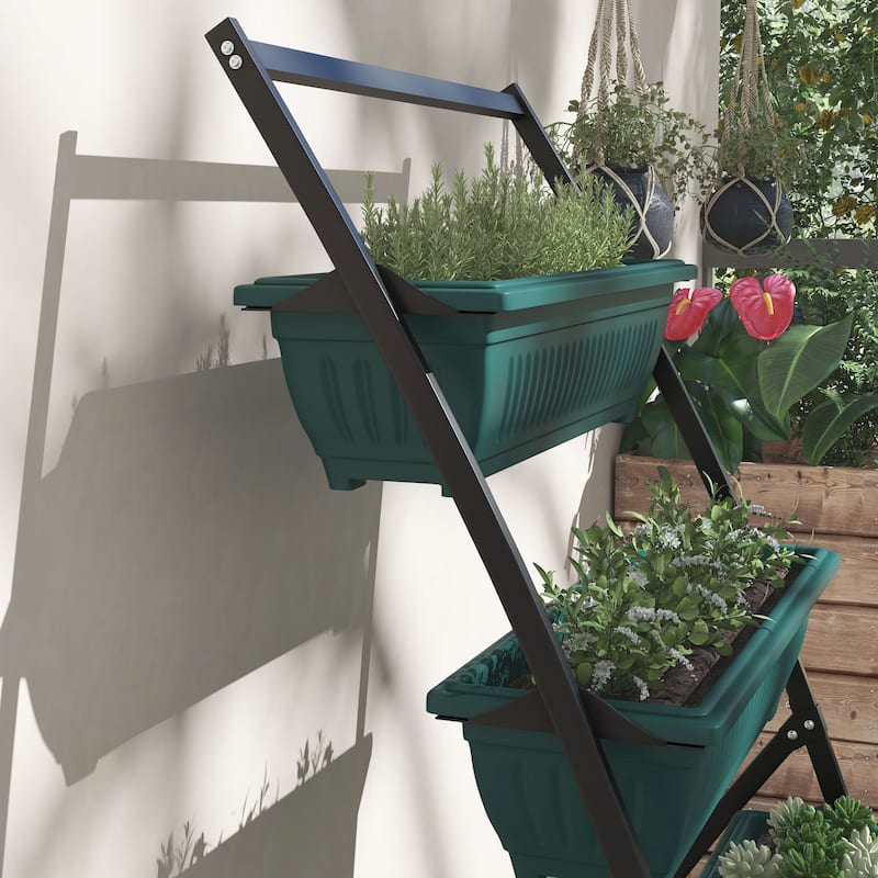 Outsunny Raised Garden Bed, 4 Tier Vertical Garden Planter Set for Indoor or Outdoor, 4 Outdoor Planter Boxes with Stand