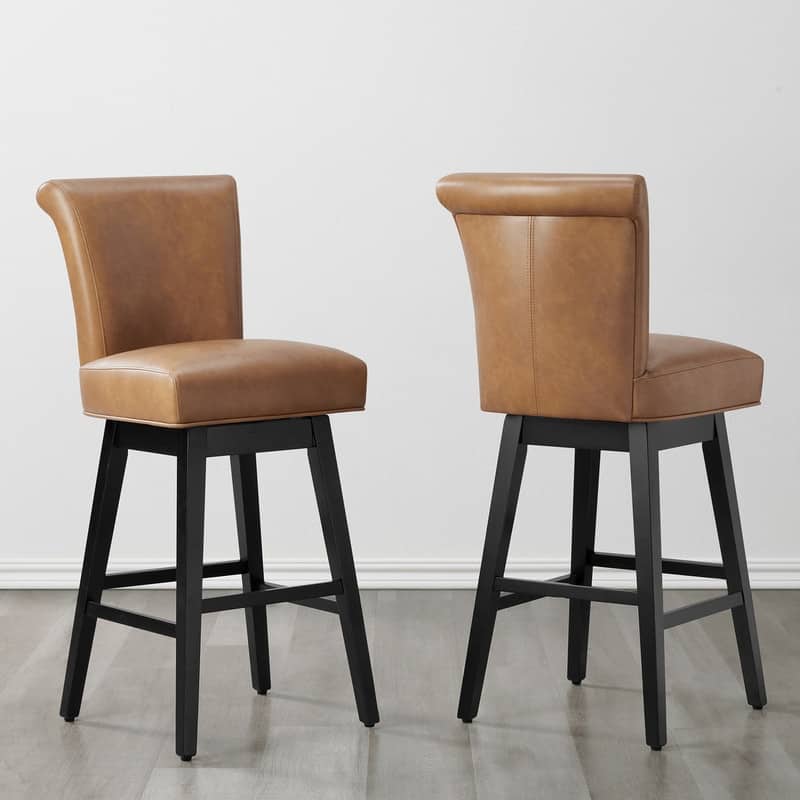 Spruce & Spring Noah Upholstered 26-inch Counter Height Swivel Barstool Set