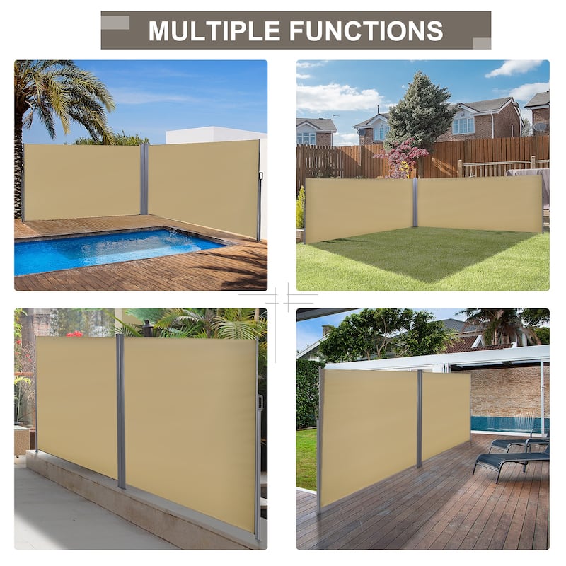 20' Double Retractable Patio Side Awning Garden Sun Shade