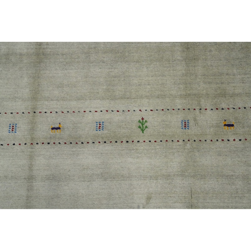 Hand Knotted Oriental 100% Wool Carpet Tribal Animal Pictorial Green Gabbeh Area Rug - 11' 11'' X 11' 11''
