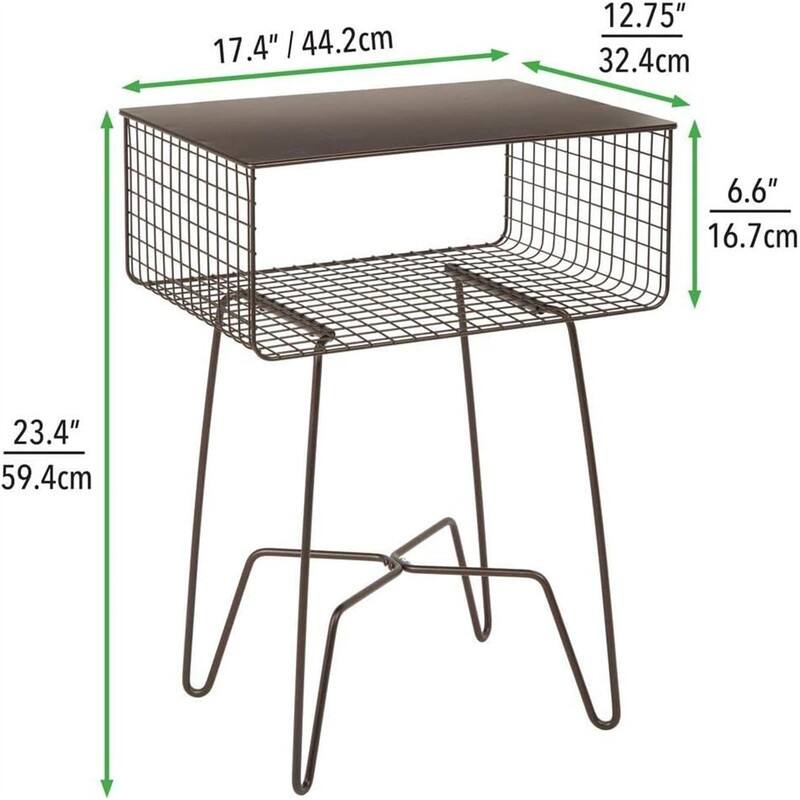 Steel Side Table Nightstand with Storage - 12.75"D x 17.4"W x 22.8"H