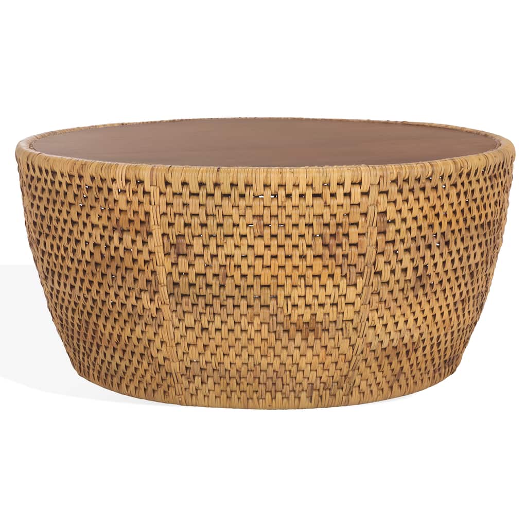 SAFAVIEH Couture Braylen Rattan Round Coffee Table - 40"W x 40"D x 18"H