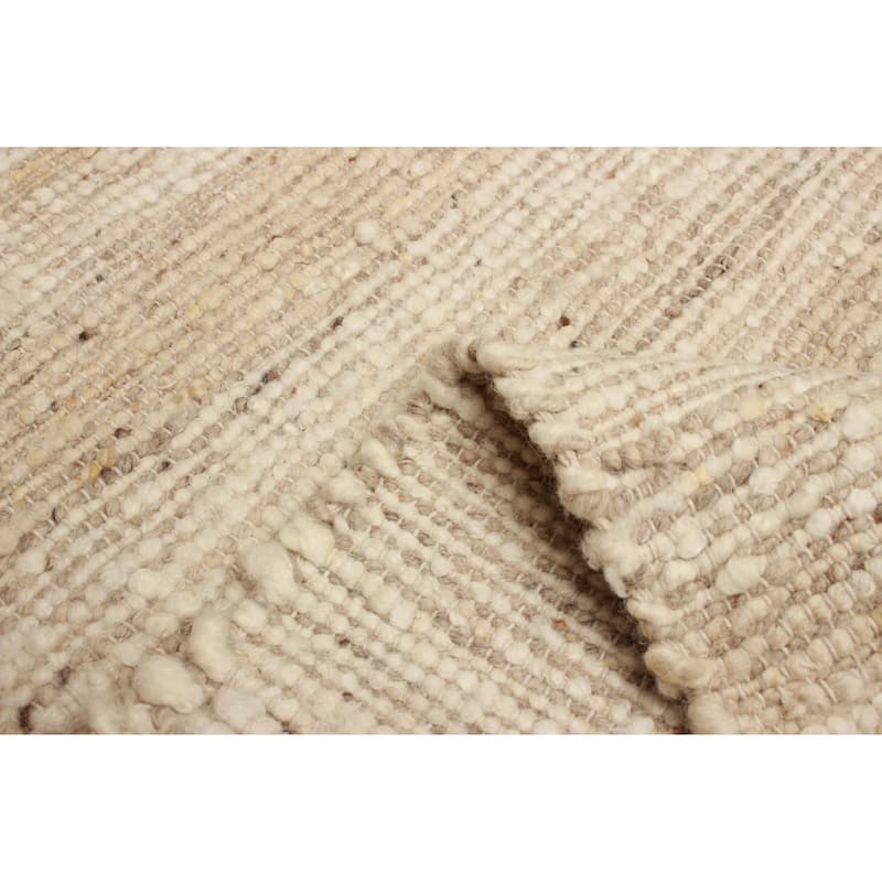ECARPETGALLERY Braid weave Sienna Cream Wool Rug - 5'0 x 7'10