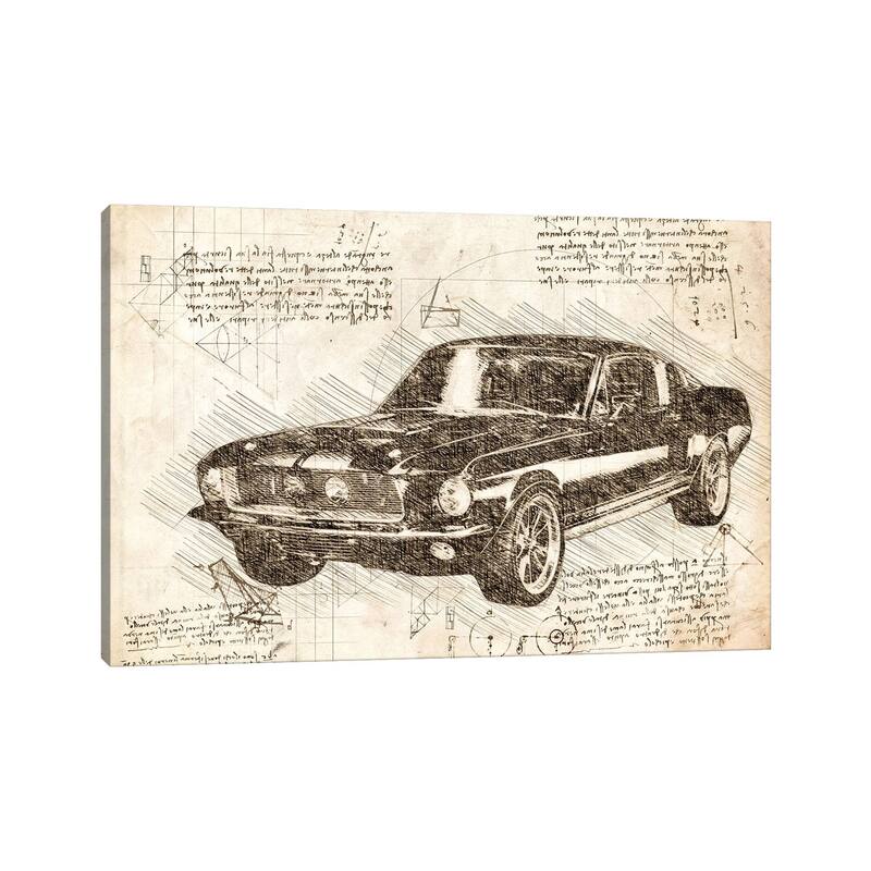 iCanvas "Sepia 1967 Ford Mustang Muscle Car" by FisherCraft Canvas Print