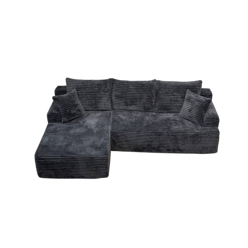 95.2" Modern L-Shaped Corduroy Sectional Sofa, No Assembly Reqired
