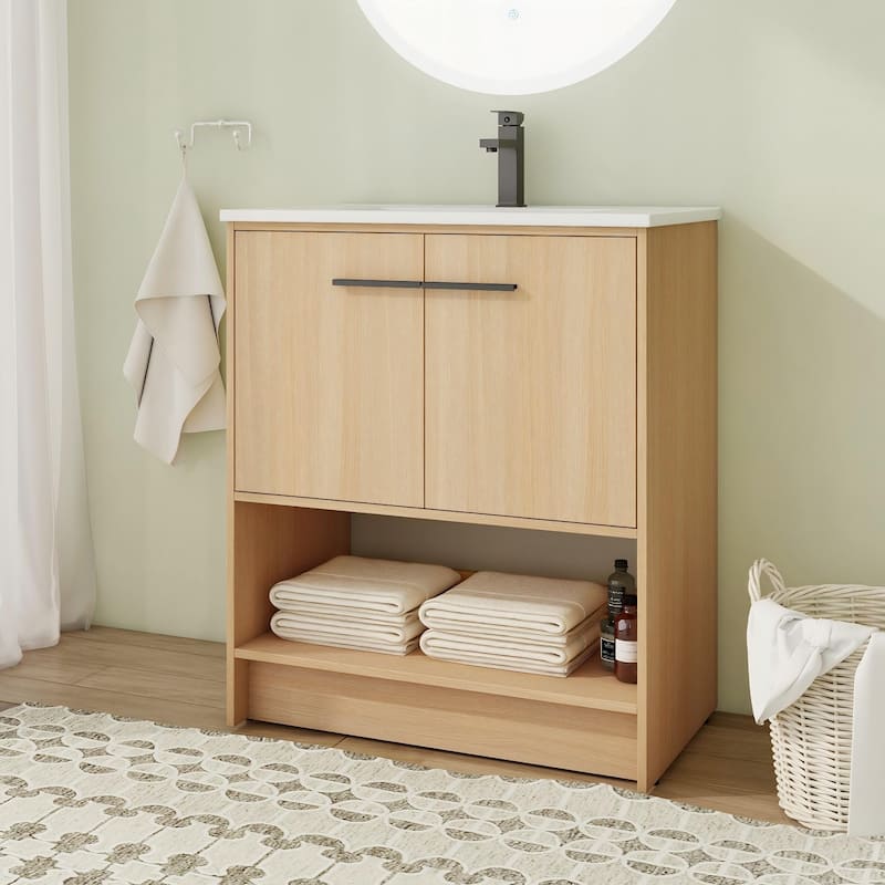 30"/36" FreeStanding Bathroom Vanity with Sink, Floor Stand Bathroom Vanity with Soft Close Door