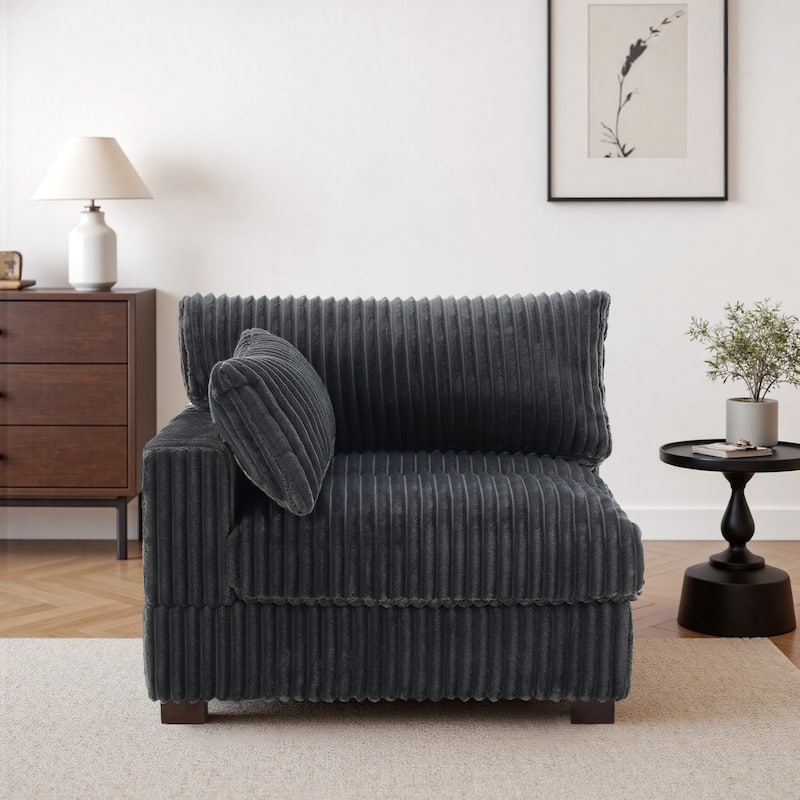 Cotton Flannel corner Sofa Armless Modular Sectional Sofa Seamless Combination - Grey-RightCorner - Left Facing
