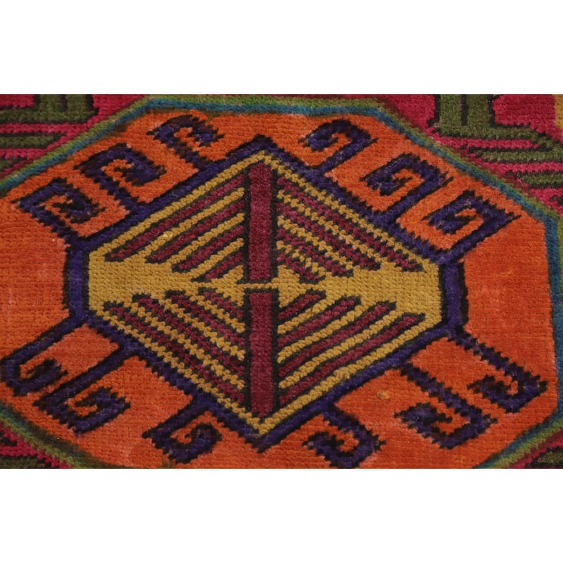 Hand Knotted Oriental 100% Wool Carpet Traditional Tribal Pink Ardebil Runner Rug - 9' 8'' X 3' 6''