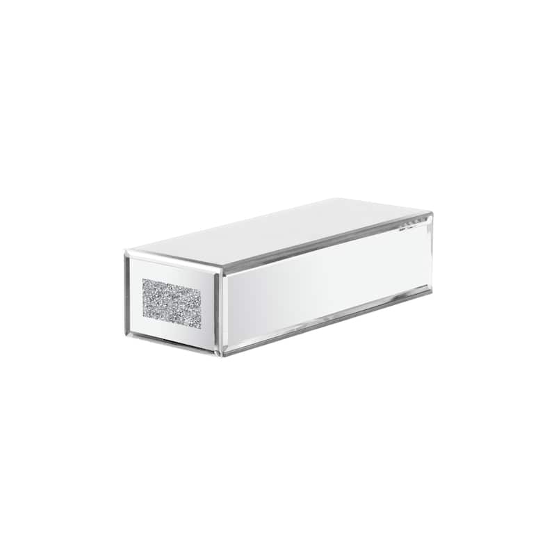 HomeRoots Set Of Four Silver Mirrored Glass And Faux Crystal Wall Mounted Floating Shelves - 1.97 in. x 2.95 in. x 7.87 in.
